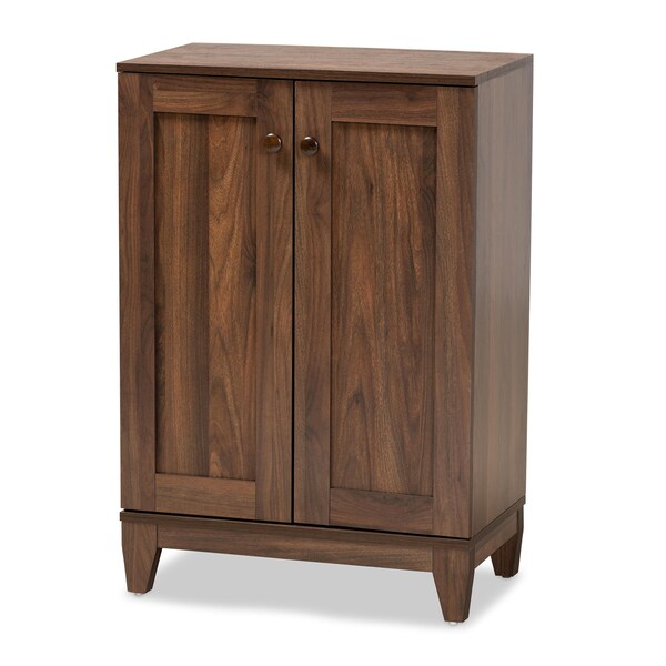 Baxton Studio Nissa Modern and Contemporary Walnut Brown Finished Wood 2-Door Shoe Storage Cabinet 178-11218-Zoro - main